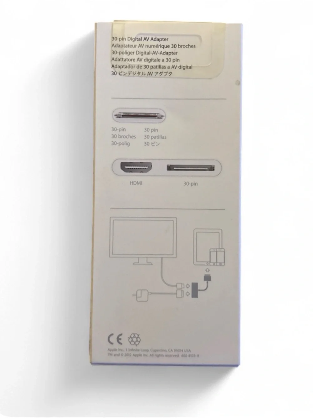 New/Open Box Apple 30-pin Digital AV Adapter in white